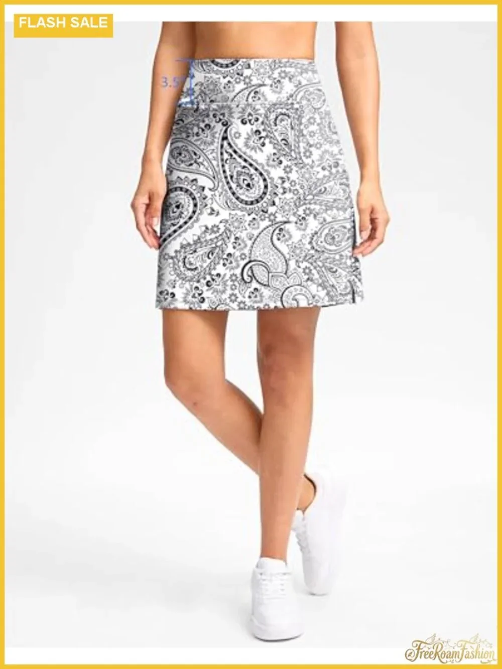 Women's Knee Length Skort with Pockets, High Waisted, Stretchy, Side Slit